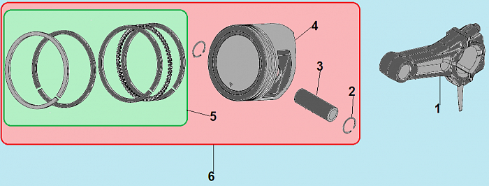 5 ПОРШЕНЬ - ШАТУН ГЕНЕРАТОР CHAMPION GG3301